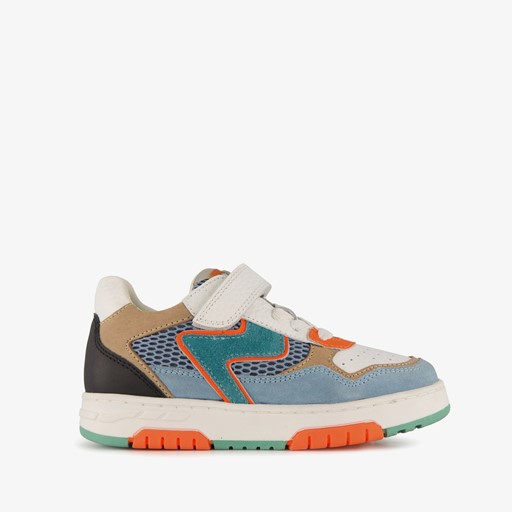 Leren jongens sneakers blauw beige