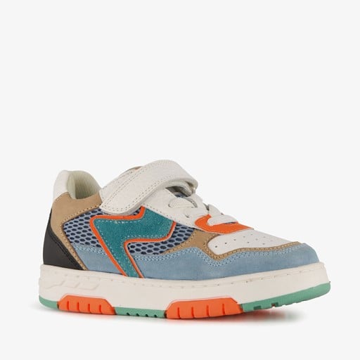 Leren jongens sneakers blauw beige