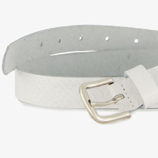 Leren dames riem slangenprint wit