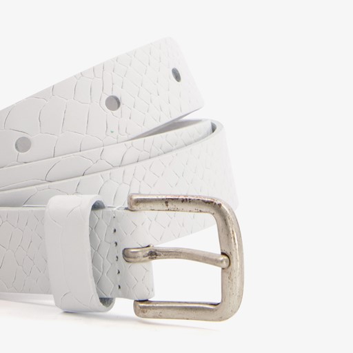 Leren dames riem slangenprint wit