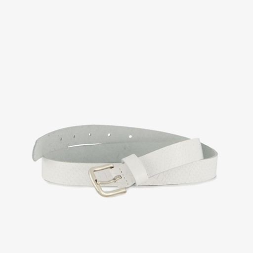 Leren dames riem slangenprint wit
