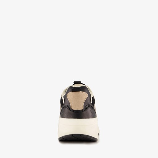 Dames dad sneakers beige zwart