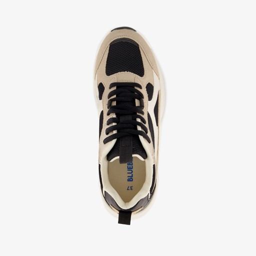 Dames dad sneakers beige zwart