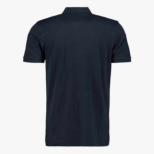Heren polo met rits blauw