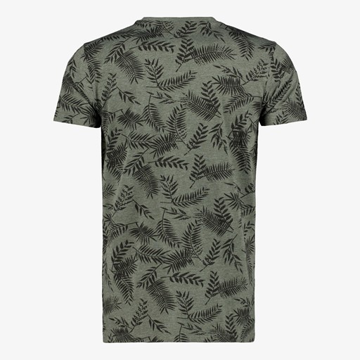 Heren T-shirt botanische print groen