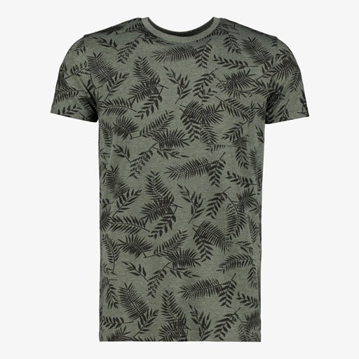 Heren T-shirt botanische print groen