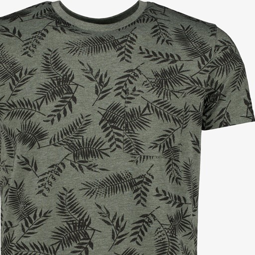 Heren T-shirt botanische print groen