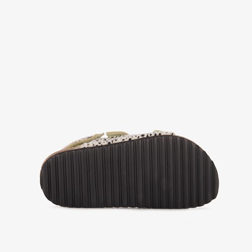 Meisjes bio sandalen met panterprint beige zwart