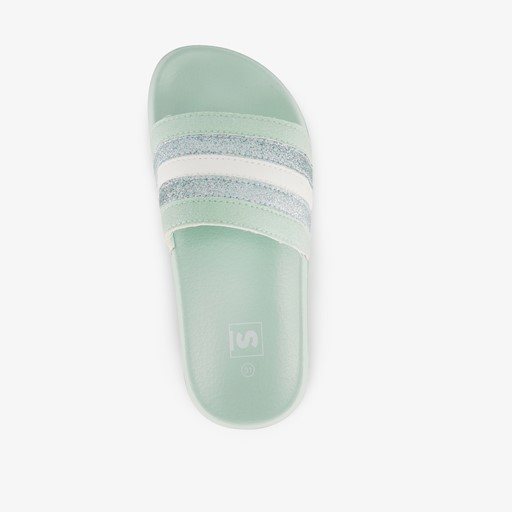 Meisjes badslippers met glitters mintgroen