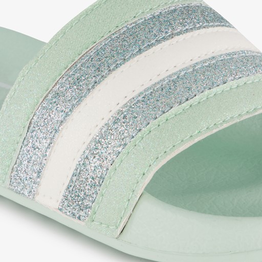 Meisjes badslippers met glitters mintgroen