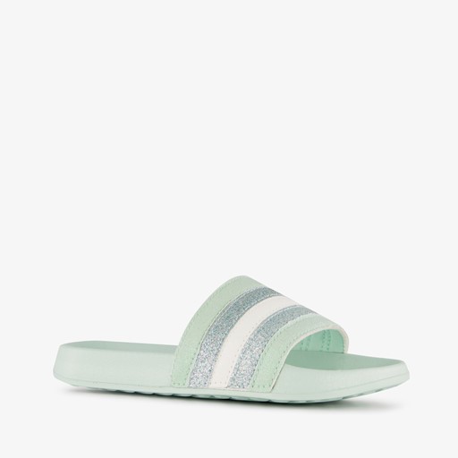 Meisjes badslippers met glitters mintgroen