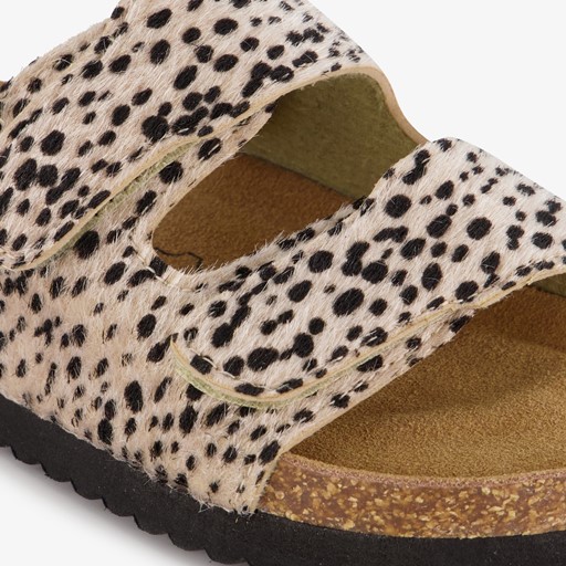 Meisjes bio sandalen met panterprint beige zwart