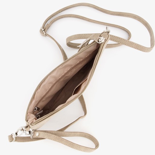 Dames schoudertasje croco beige