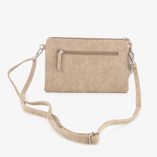 Dames schoudertasje croco beige