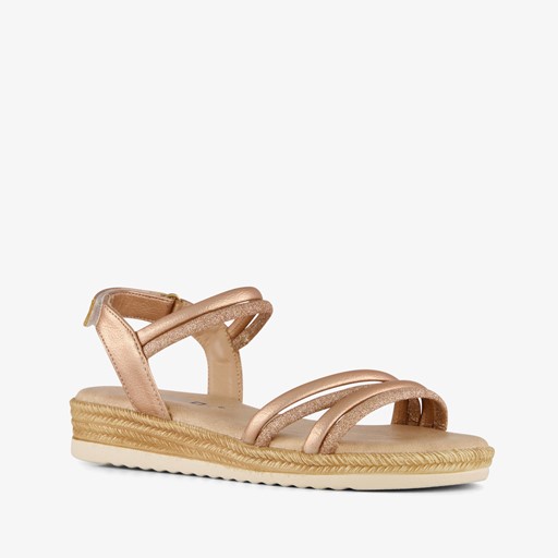 Meisjes sandalen met sleehakje rose goud