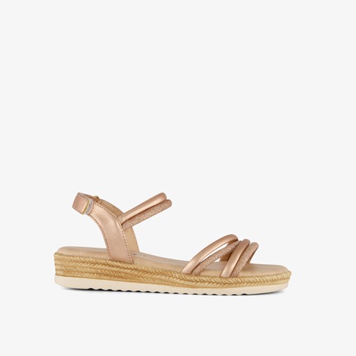 Meisjes sandalen met sleehakje rose goud
