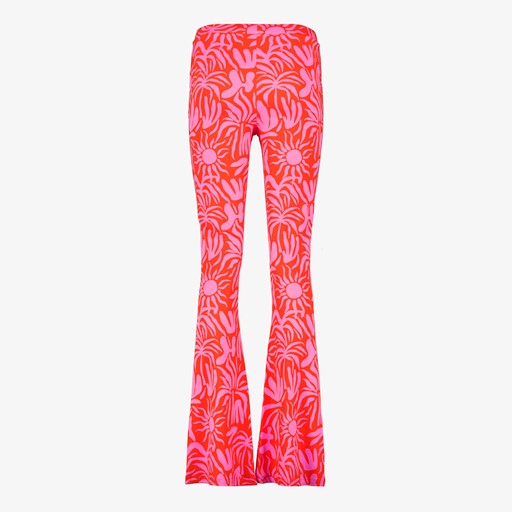 Dames flared broek met print roze
