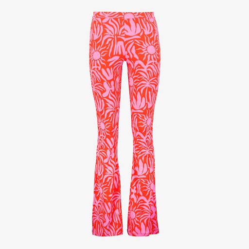 Dames flared broek met print roze