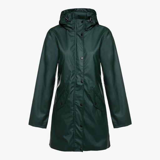 Lange gevoerde dames regenjas groen