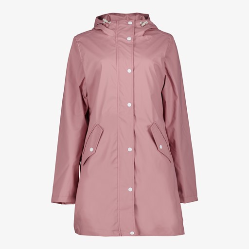 Lange gevoerde dames regenjas roze