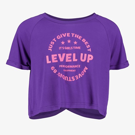 Cropped meisjes sport T-shirt paars