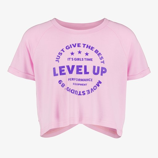 Cropped meisjes sport T-shirt roze