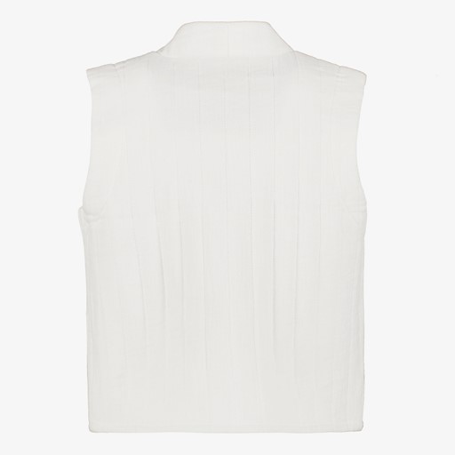 Meisjes jaquard gilet wit zwart