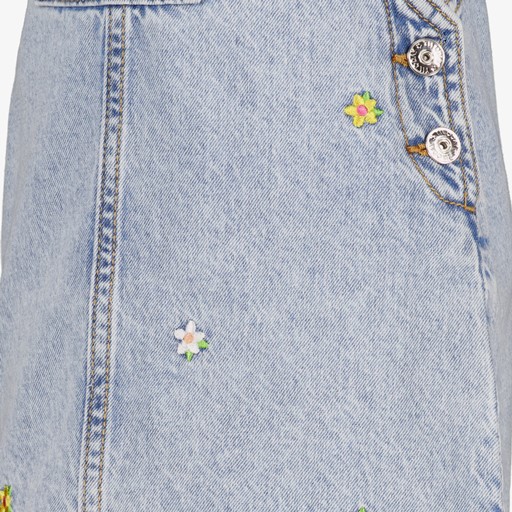 Meisjes denim tuinjurk met bloemetjes