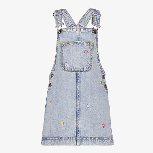 Meisjes denim tuinjurk met bloemetjes