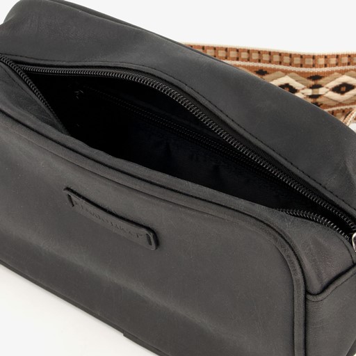 Dames schoudertasje zwart met print