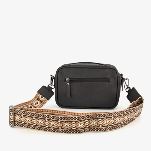 Dames schoudertasje zwart met print