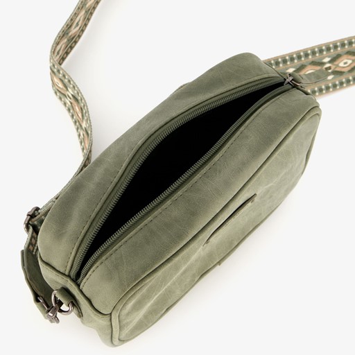 Dames schoudertasje groen met print