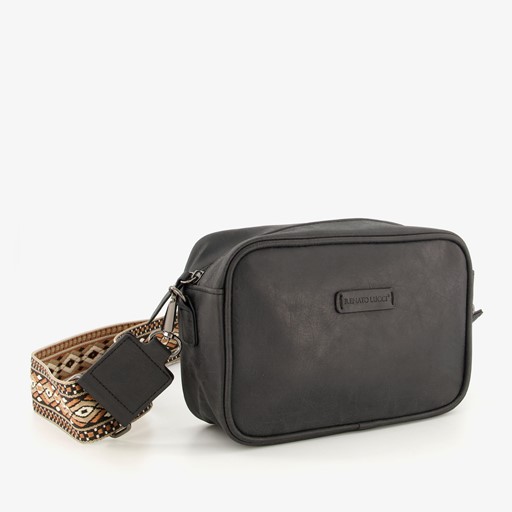 Dames schoudertasje zwart met print