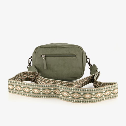 Dames schoudertasje groen met print