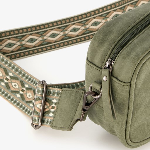 Dames schoudertasje groen met print