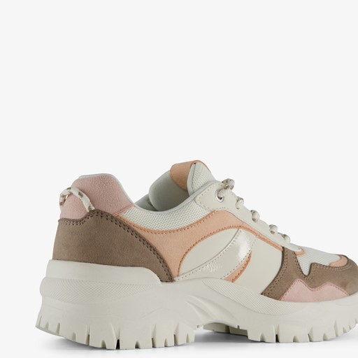 Dames dad sneakers beige roze