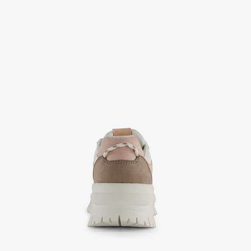 Dames dad sneakers beige roze