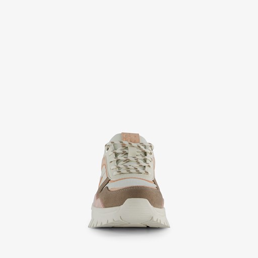 Dames dad sneakers beige roze