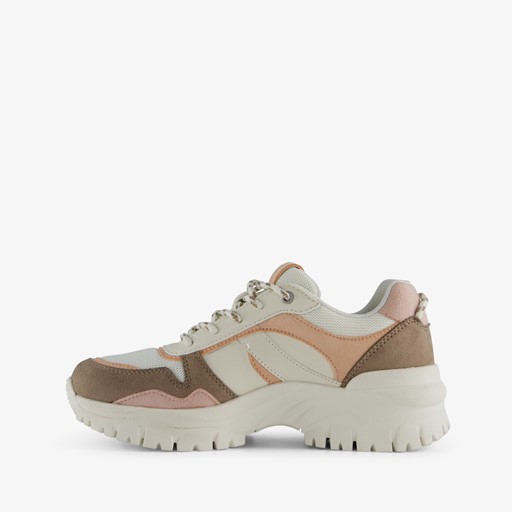 Dames dad sneakers beige roze