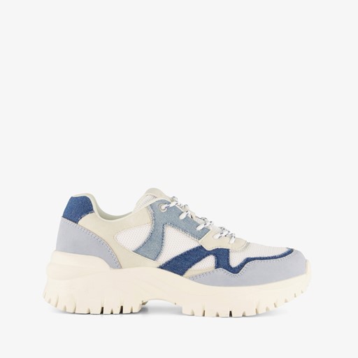 Dames dad sneakers wit denim