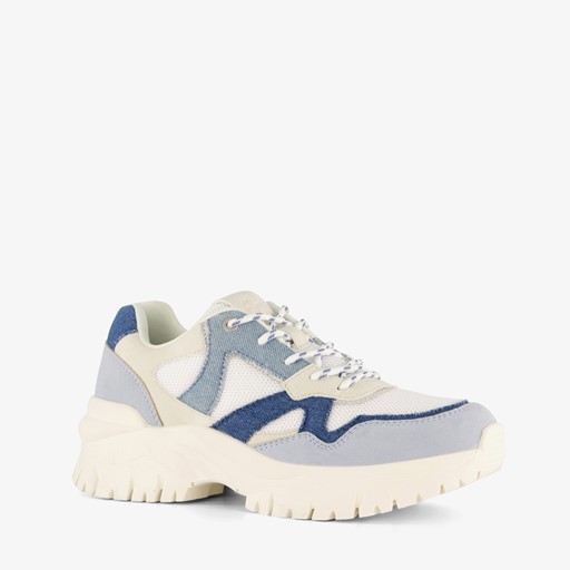 Dames dad sneakers wit denim