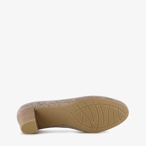 Dames pumps met slangenprint taupe