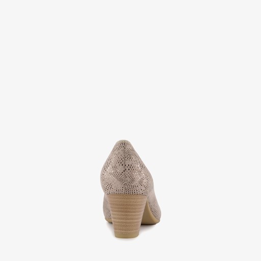 Dames pumps met slangenprint taupe