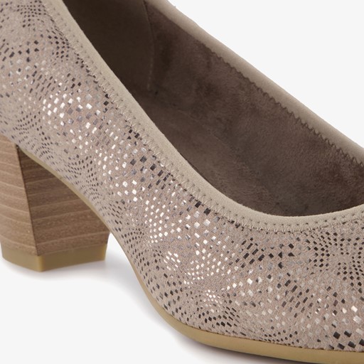 Dames pumps met slangenprint taupe