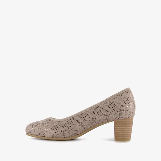 Dames pumps met slangenprint taupe