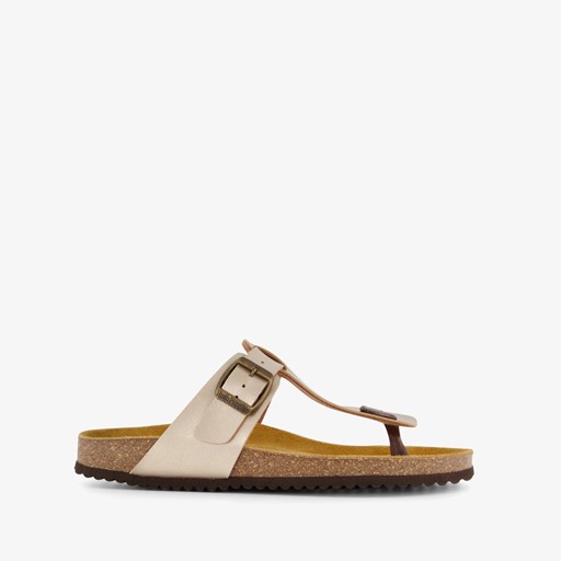 Dames bio teenslippers beige