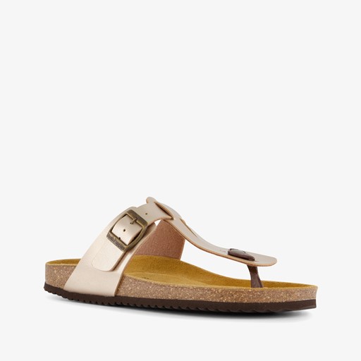 Dames bio teenslippers beige