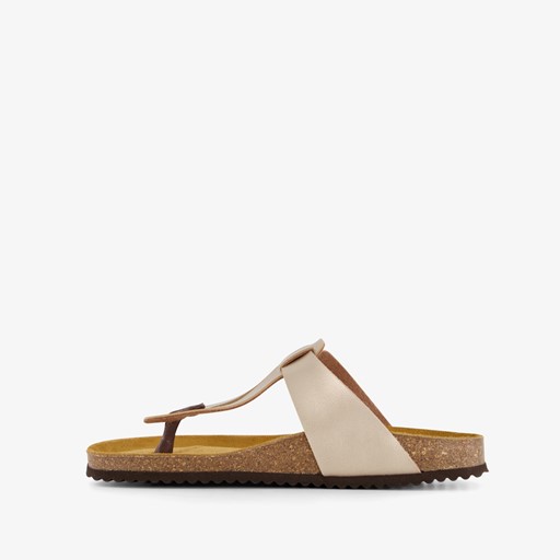 Dames bio teenslippers beige