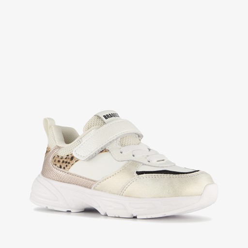 Leren meisjes sneakers panterprint goud