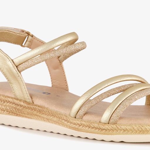 Meisjes sandalen met sleehakje goud